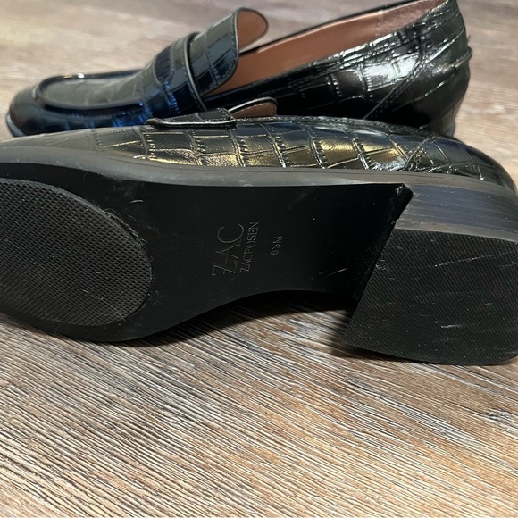 ZAC ZAC POSEN Womens Black Wayne Block Heel Slip On Leather Heeled Loafers 6.5 - Picture 6 of 6